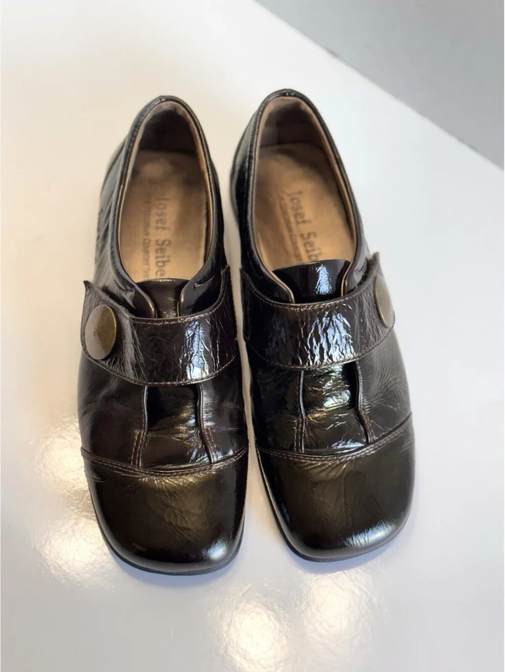 Josef Seibel Kathrin Loafers Women's Brown Patent Leather Comfort Shoe Size 8.5